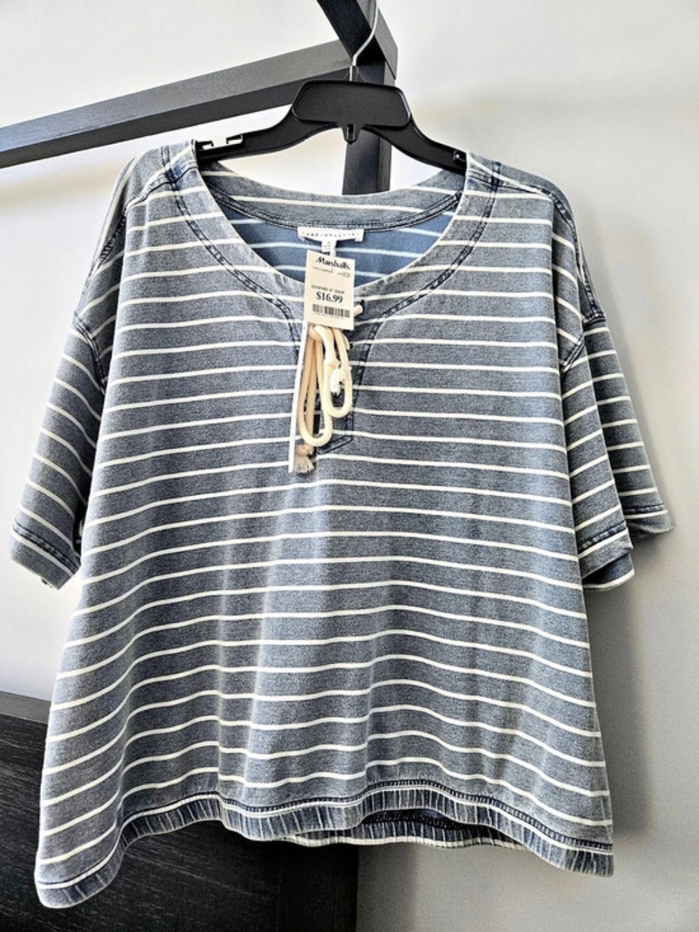 Jane And Delancey Striped Short Sleeve Top in Blue & White Size XL NWT